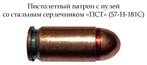 Пистолетный патрон 9х18 с пулей со стальным сердечником «ПСТ» (57-H-181C) (СССР)