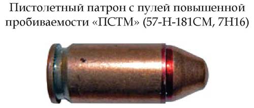 Пистолетный патрон с пулей повышенной пробиваемости «ПСТМ» (57-Н-181СМ, 7Н16) (СССР)